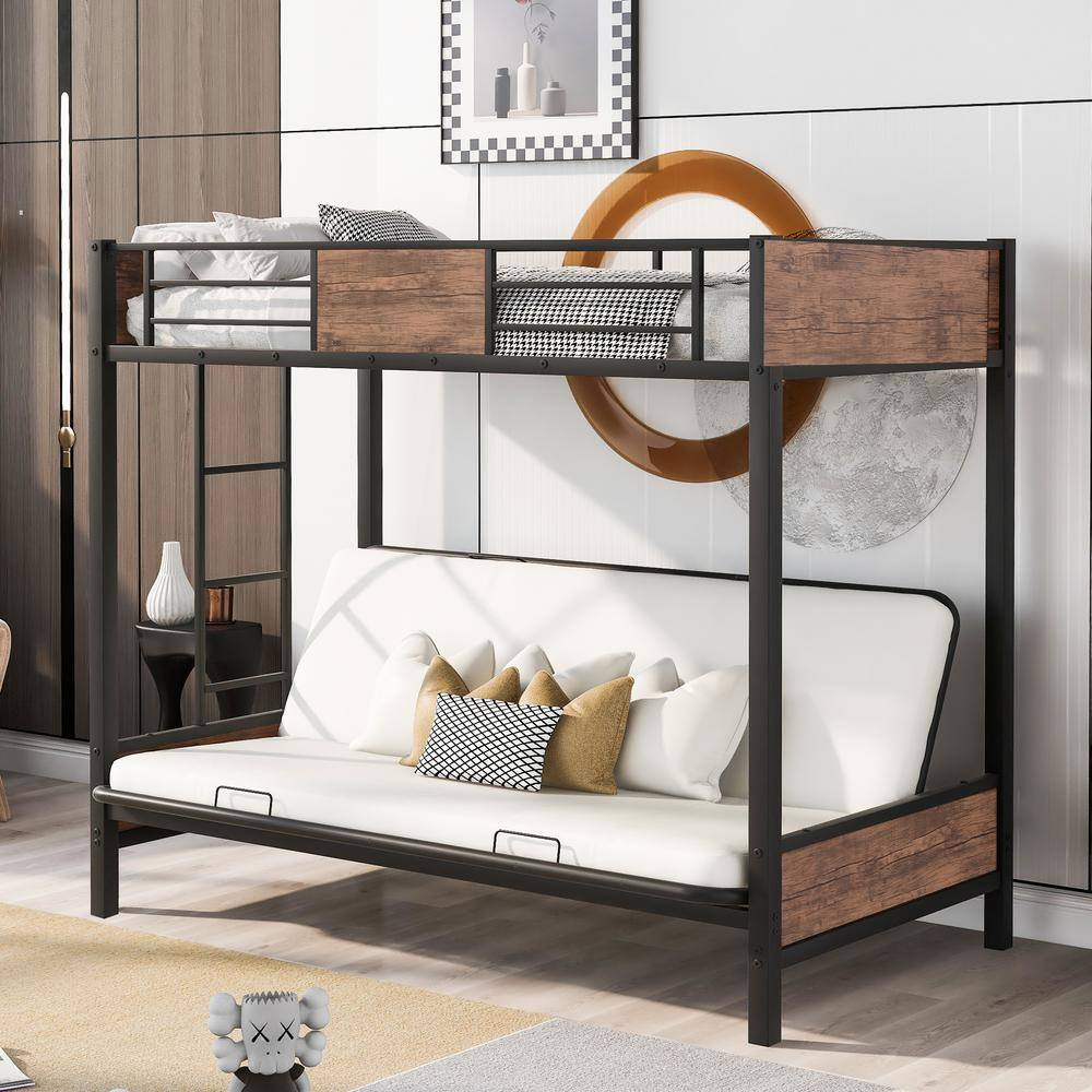 Godeer Black Twin Over Futon Bunk Bed, Metal Futon Bunk Bed Frame With ... with How to Choose the Right Twin and Futon Bunk Bed for Your Family's Needs