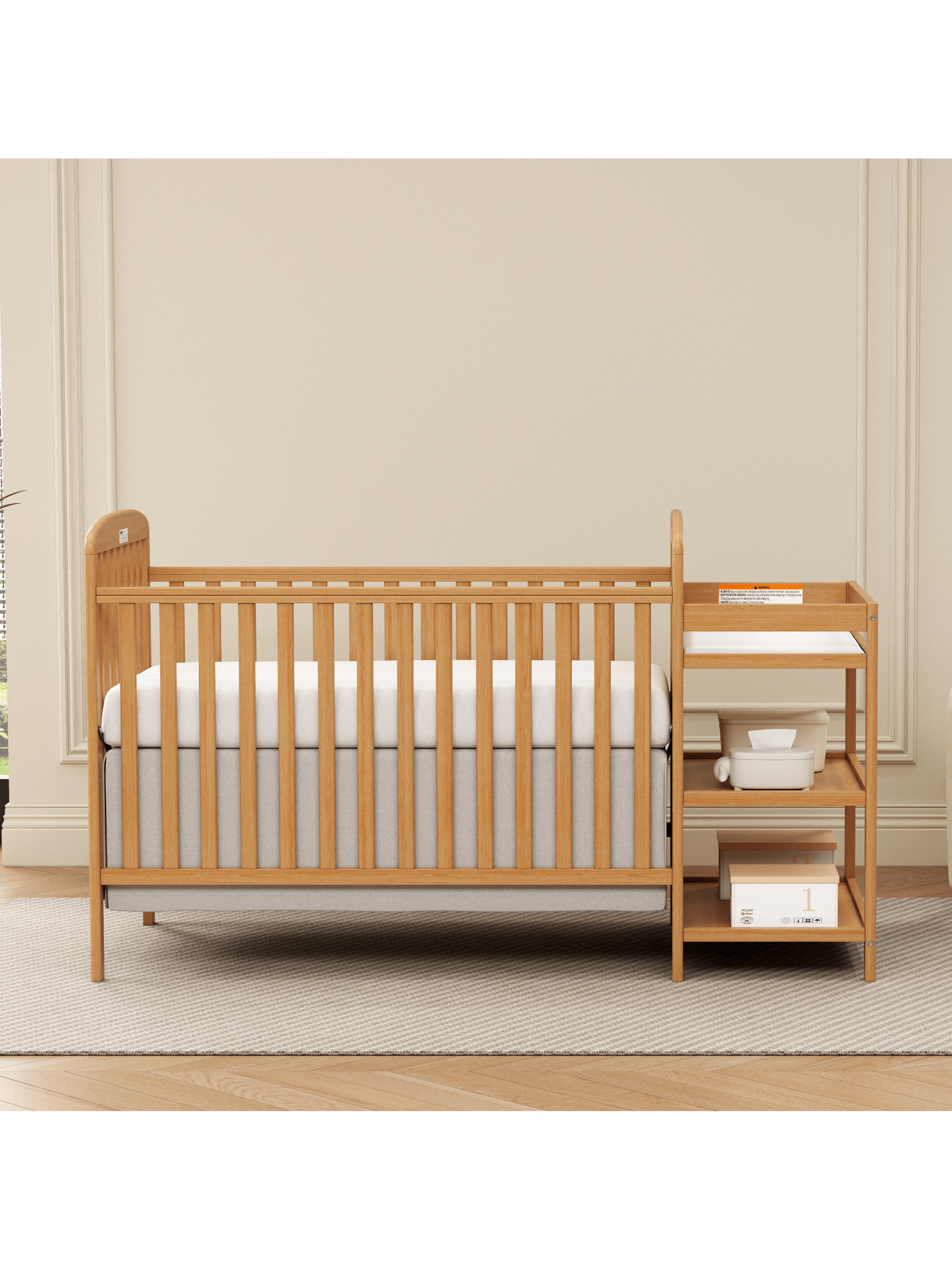 Goldzone 3-In-1 Convertible Baby Crib With Changing Table Combo, Wood ... with Crib That Turns Into Toddler Bed