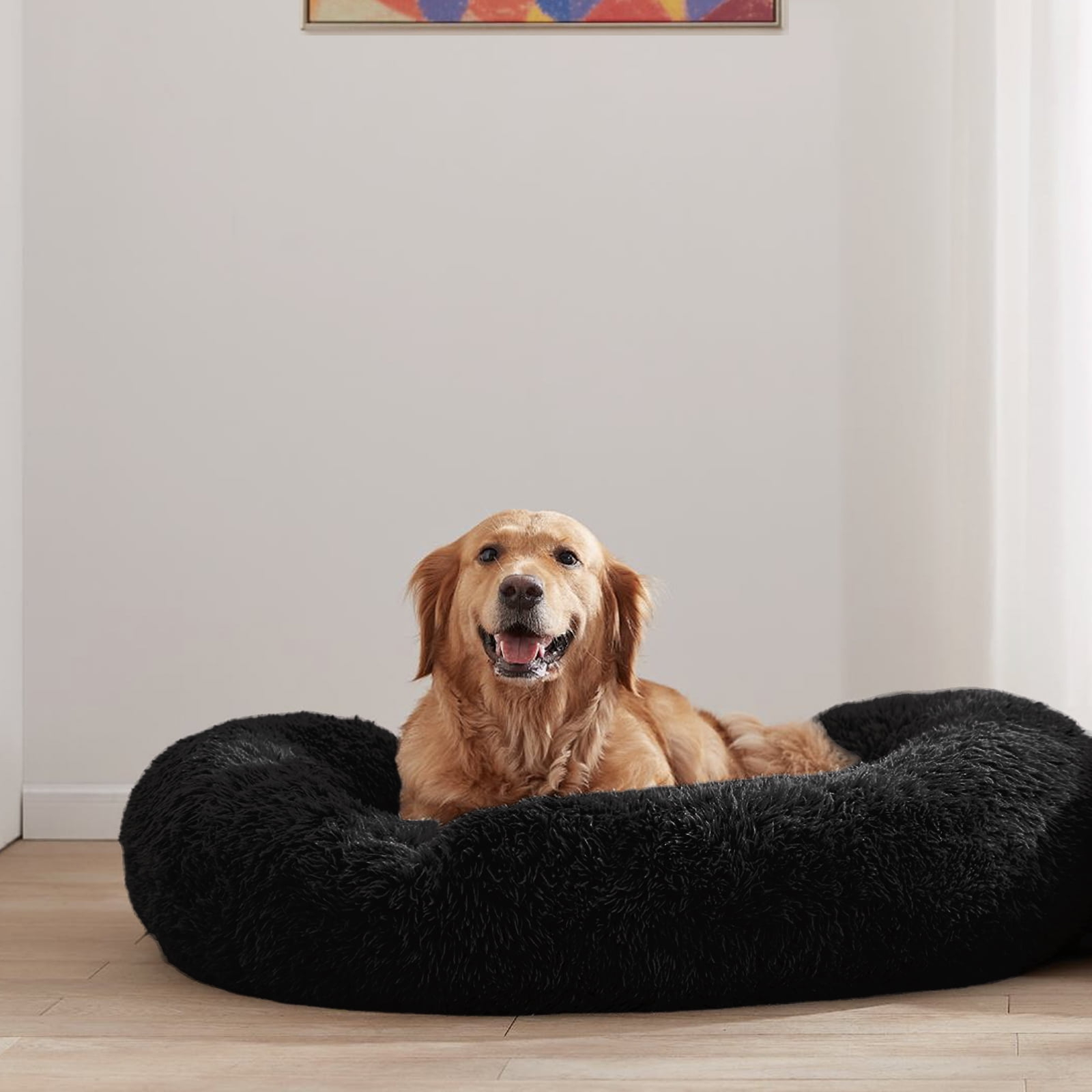 Gouwan Calming Donut Dog And Cat Bed, 40" Plush Dog Bed Washable, Round ... within How round dog beds can improve your large dog's sleep quality
