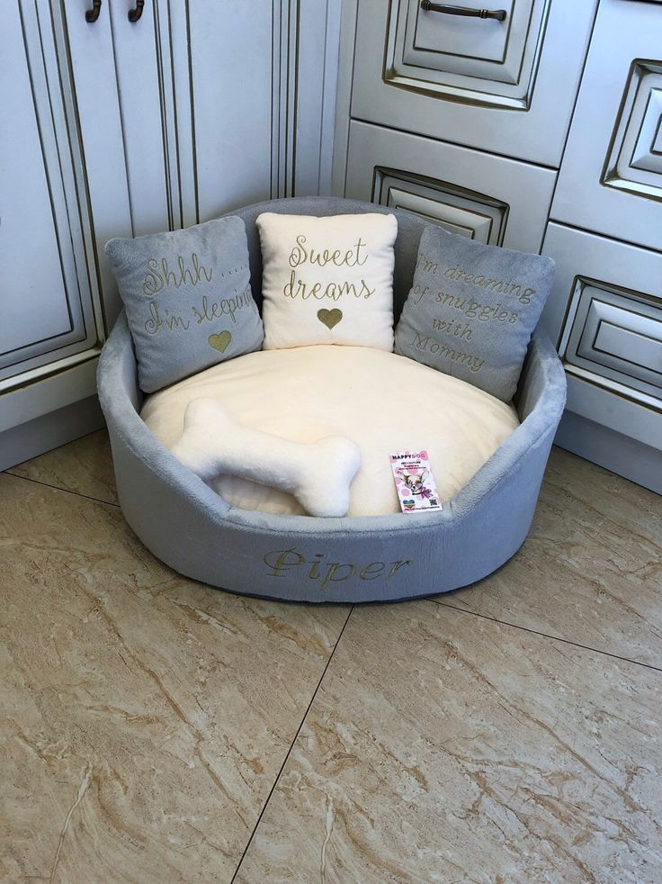 Gray And Cream Royal Dog Bed Designer Pet Bed Cat Bed Custom Made Dog ... inside Custom Bed With Dog Bed