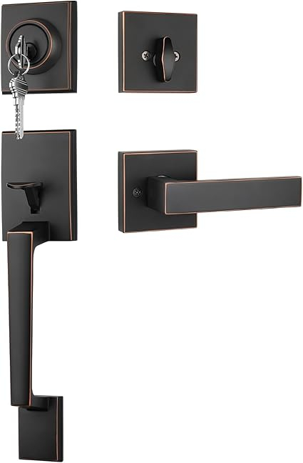 Haidms Oil Rubbed Bronze Front Door Handle And Deadbolt Set, Entry Door ... with regard to The art and science behind oil rubbed bronze finish on door hardware