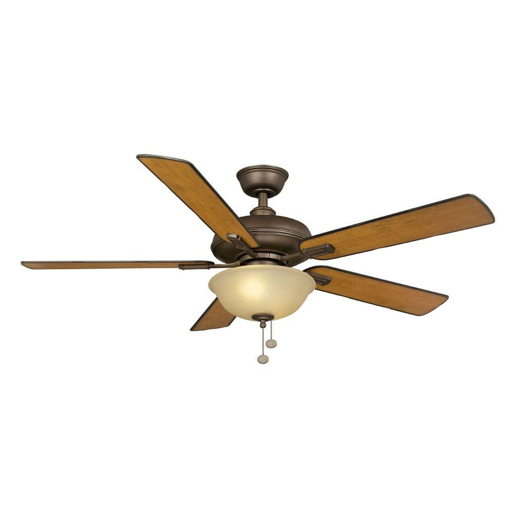 Hampton Bay Larson 52 In. Indoor Oil-Rubbed Bronze Ceiling Fan With ... throughout Oil Rubbed Bronze Ceiling Fans