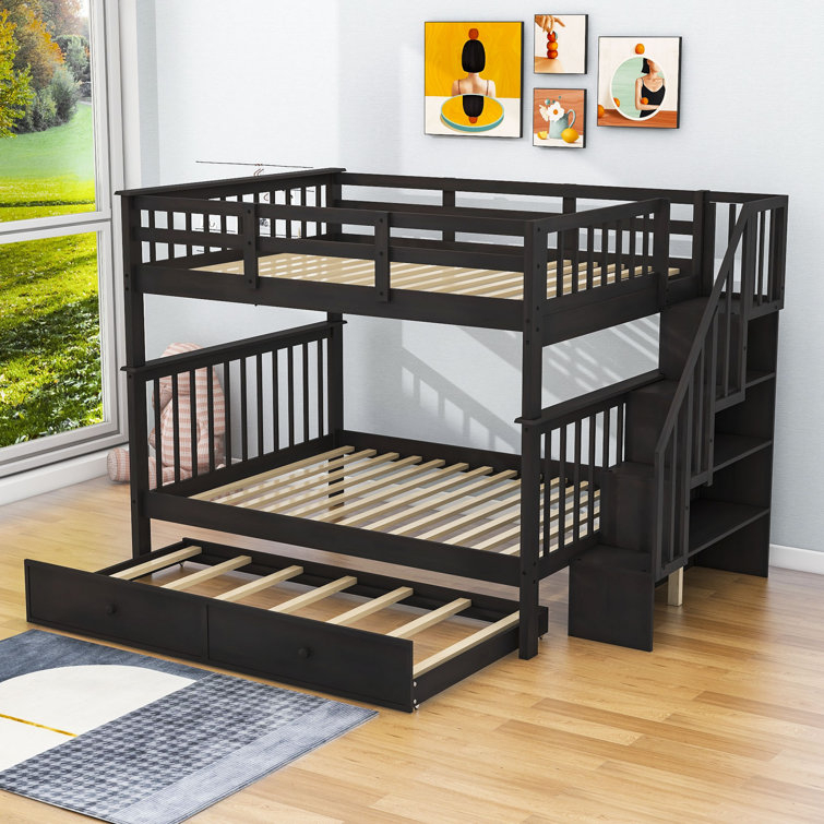 Harriet Bee Gular Kids Full Over Full Bunk Bed With Trundle & Reviews ... in Cost-effective bedroom solutions using full bunk beds with trundle configurations