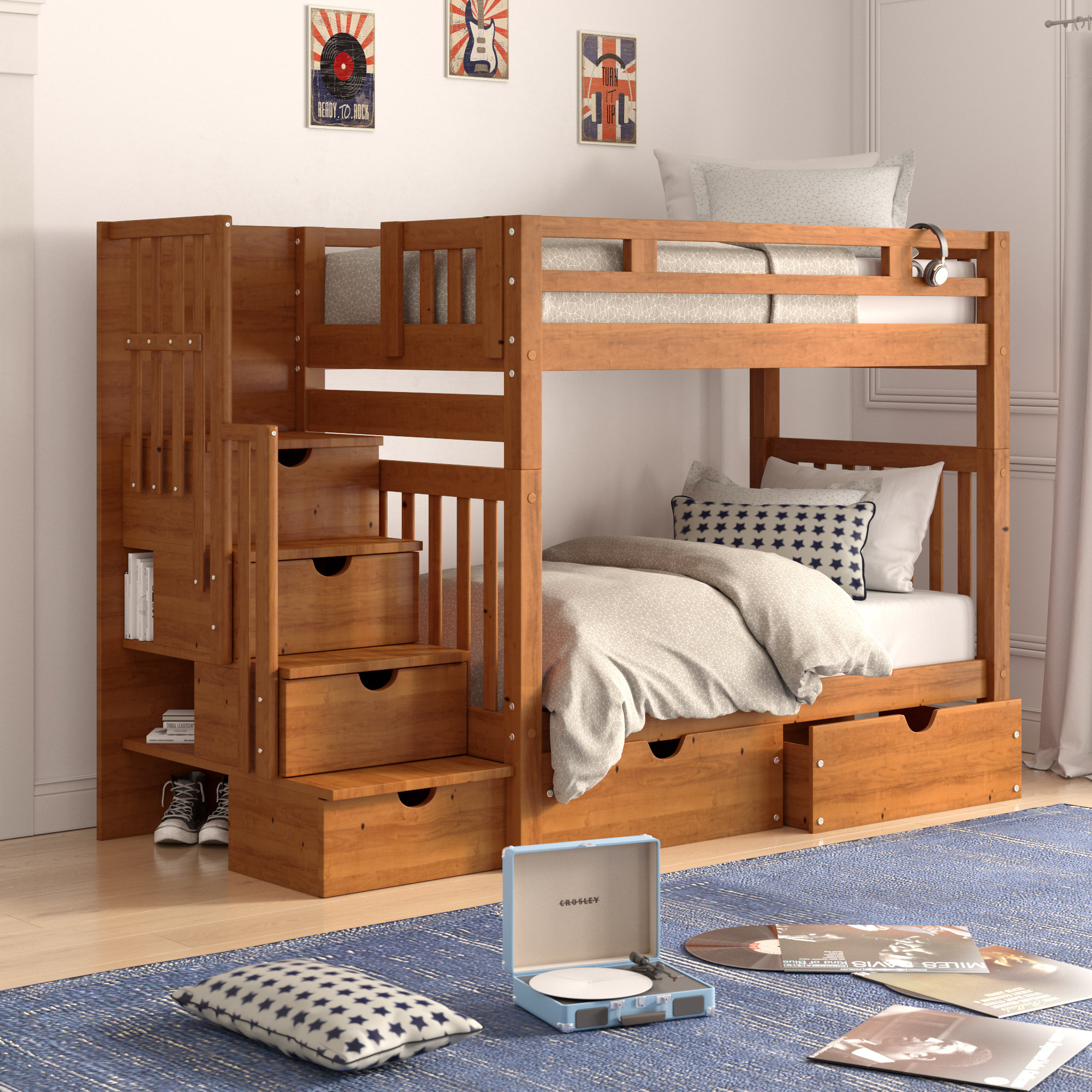 Harriet Bee Langley Solid Wood Futon Bunk Bed By Harriet Bee & Reviews ... within Maximizing Small Spaces with Wood Loft Bed and Futon Combinations
