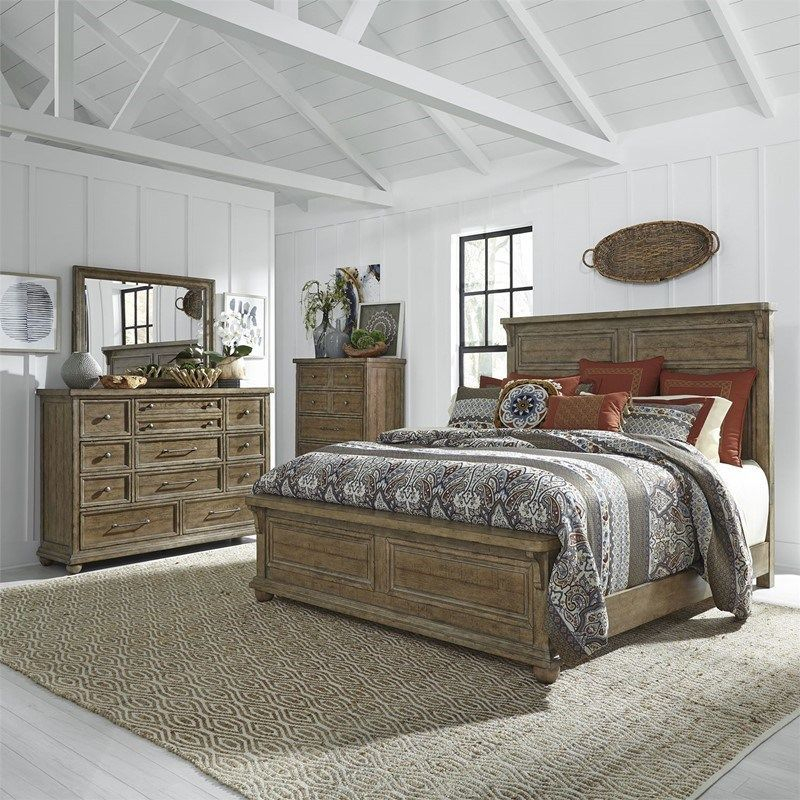 Harvest Home Natural Wood Finish Rustic Bedroom Set. Simple, Planked ... pertaining to Transforming Bedrooms with Authentic Rustic Farmhouse King Sets