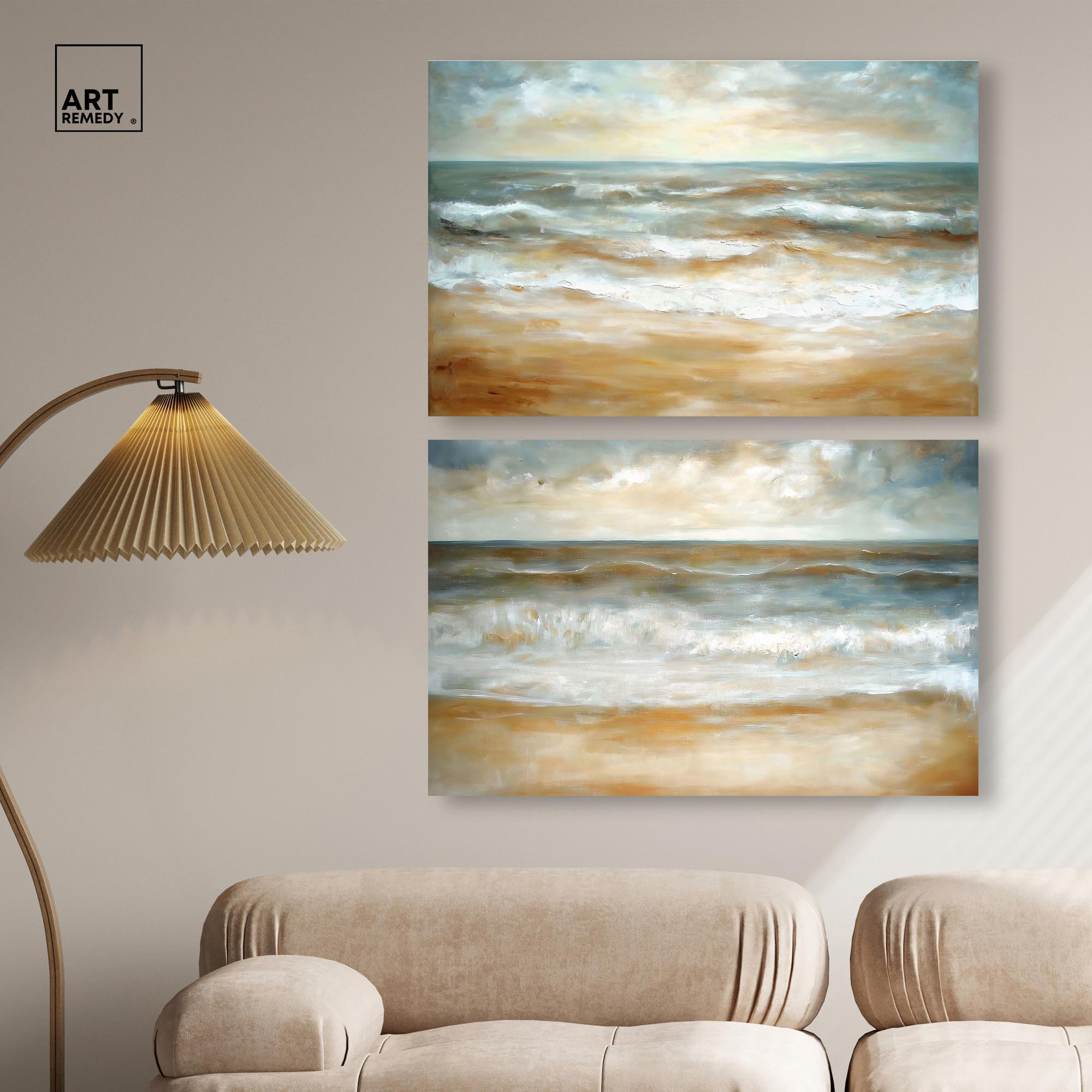 Hokku Designs Tranquil Sea Set Canvas Set Of 2 Calming Wall Art By ... intended for Calming Wall Art For Bedroom