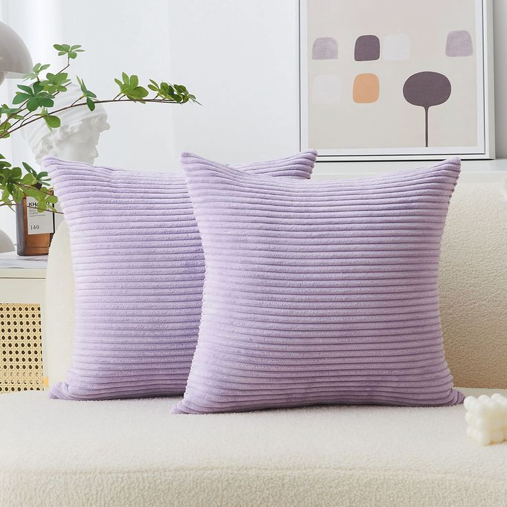 Home Brilliant Purple Pillow Cover Set Solid Supersoft 2 Pieces ... for Purple Accent Pillows For Bed