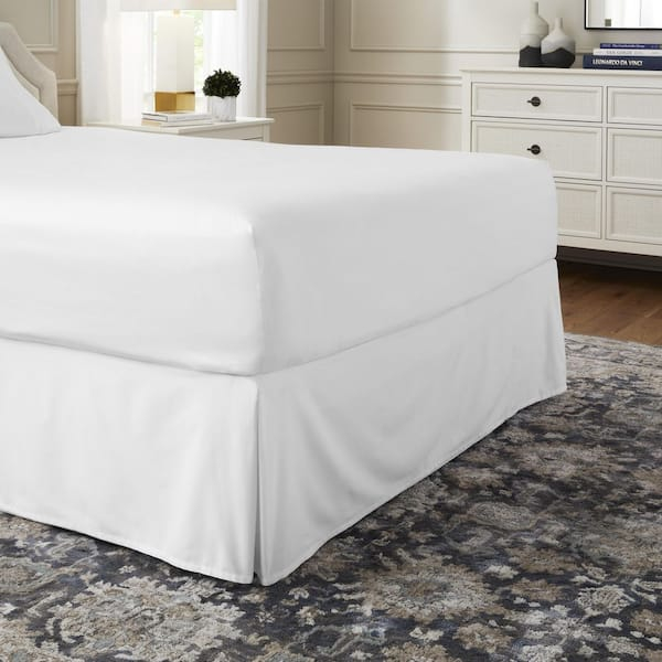 Home Decorators Collection 15 In. Pleated White Cotton California King ... intended for The Ultimate Guide to California King Bed Skirt Materials