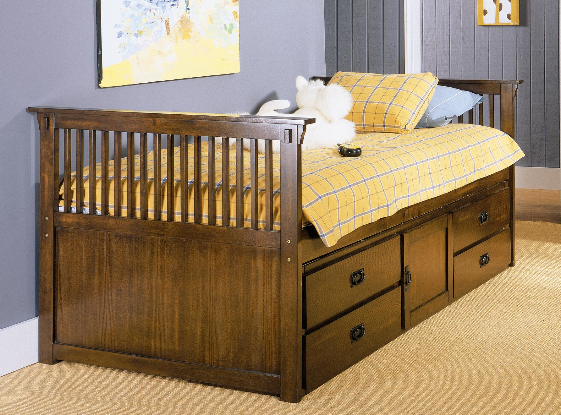 Homelegance Santee Mission Twin Captain Bed With Storage 9751-14A At ... with regard to Captain Bed Twin With Storage