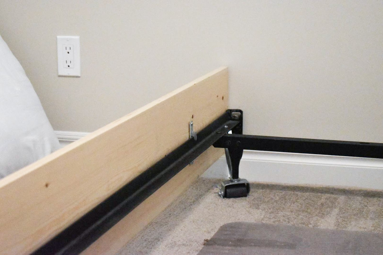 How To Turn A Metal Bed Frame Into An Upholstered Bed | Leah Maria Designs regarding Creative Ways to Hide Bed Frame Support Legs