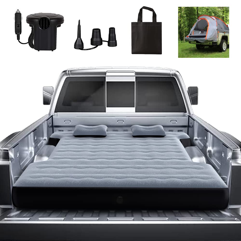 Hufaut Camping Pickup Truck Bed Air Mattress Thicken Sleeping Pad For 5 ... in Air Mattress For Truck Beds