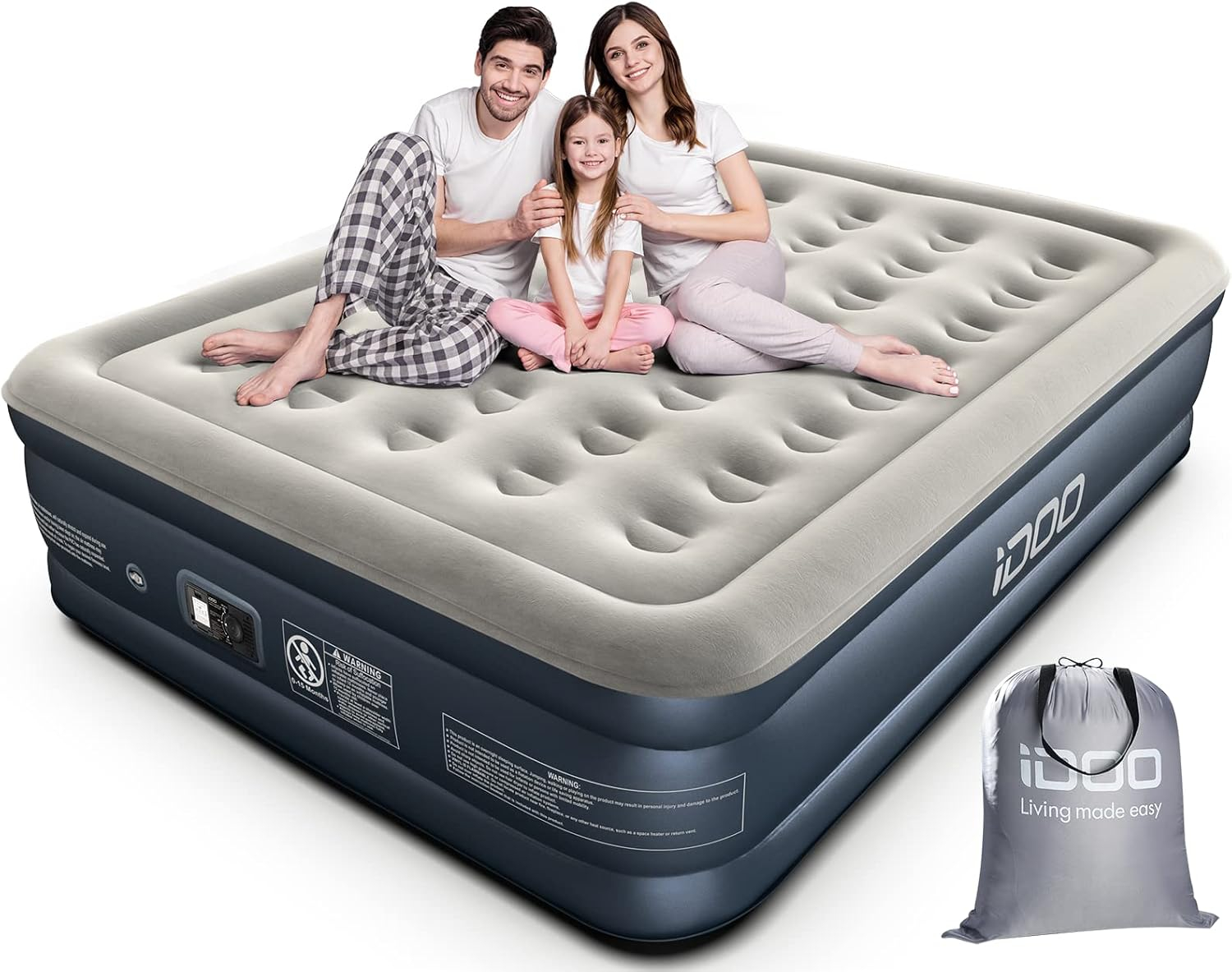 Idoo Inflatable Mattress, King Air Bed With Built-In Electric Pump ... inside Inflatable Bed On A Frame