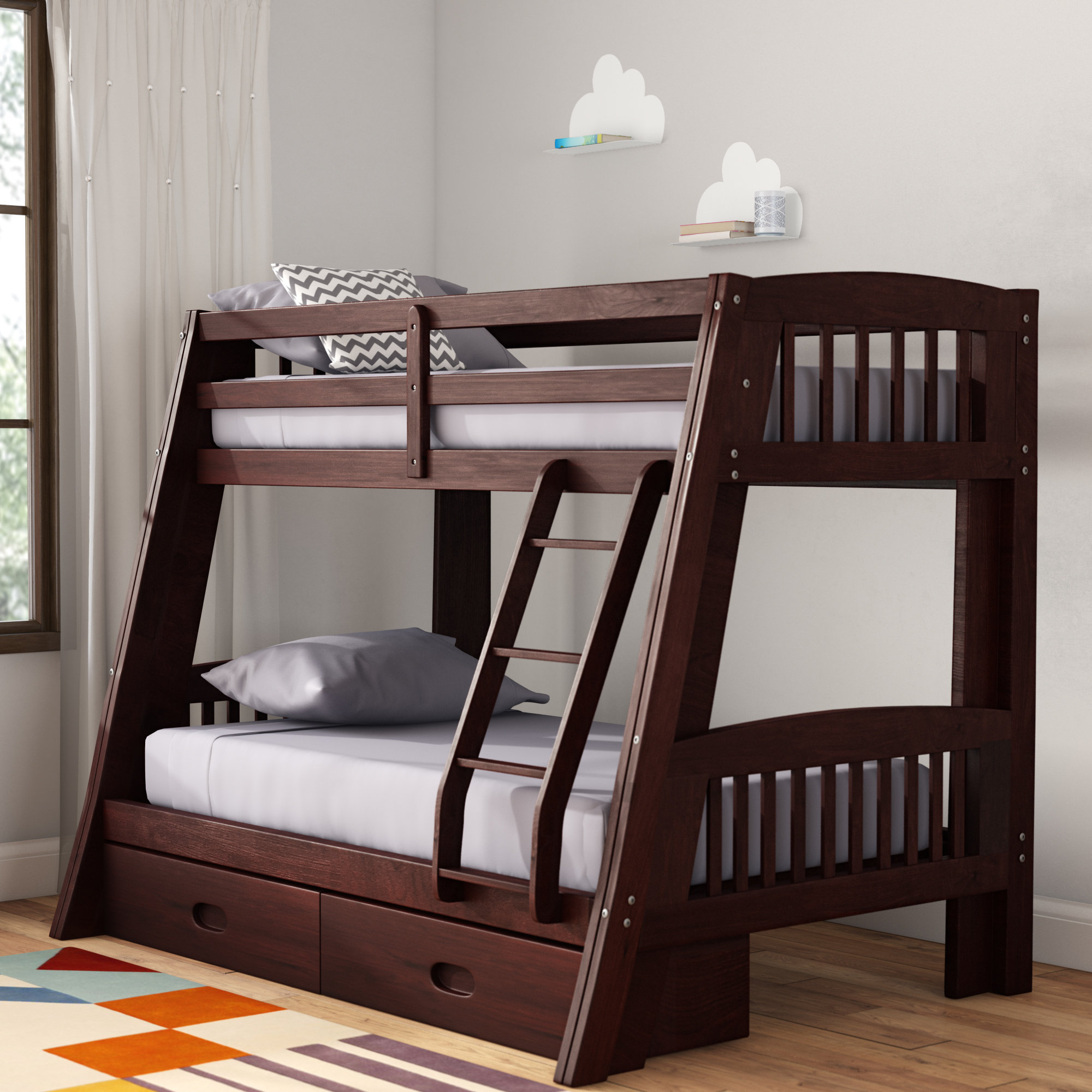 Isabelle & Maxâ„¢ Arlott Twin Over Full Solid Wood Standard Bunk Bed By ... throughout How to properly construct a safe wood bunk bed frame