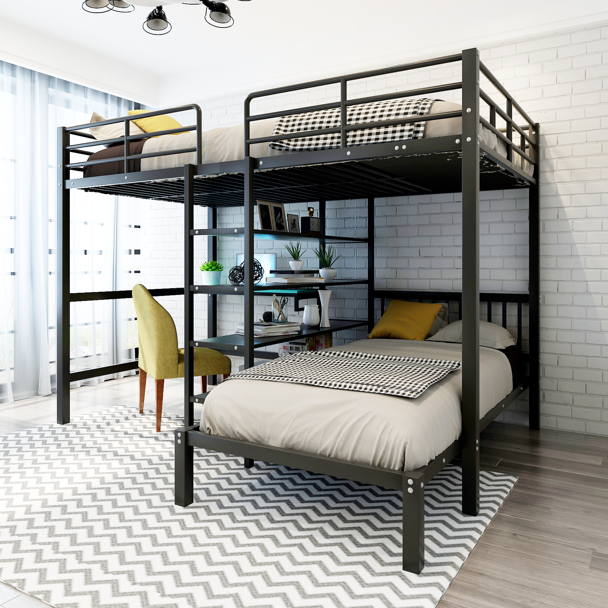 Isabelle & Maxâ„¢ Metal Bunk Bed,Full Over Twin Bunk Beds With Built-In ... within Wayfair Bunk Beds With Desk