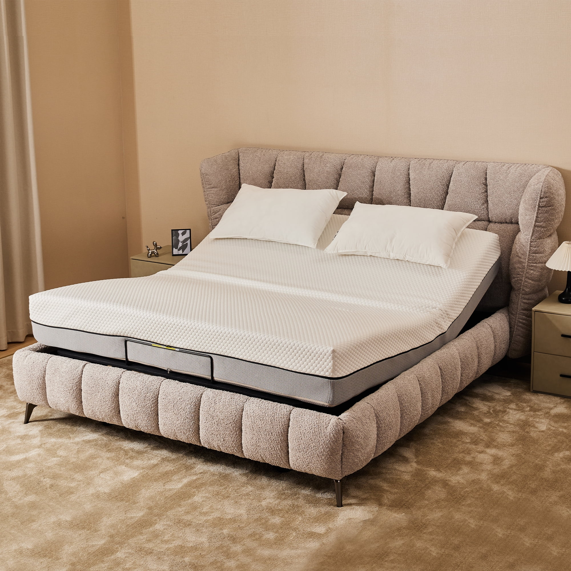 King Size Metal Adjustable Bed Frame, Ergonomic Electric Bed Base With ... for Everything you need to know about adjustable base bed frames