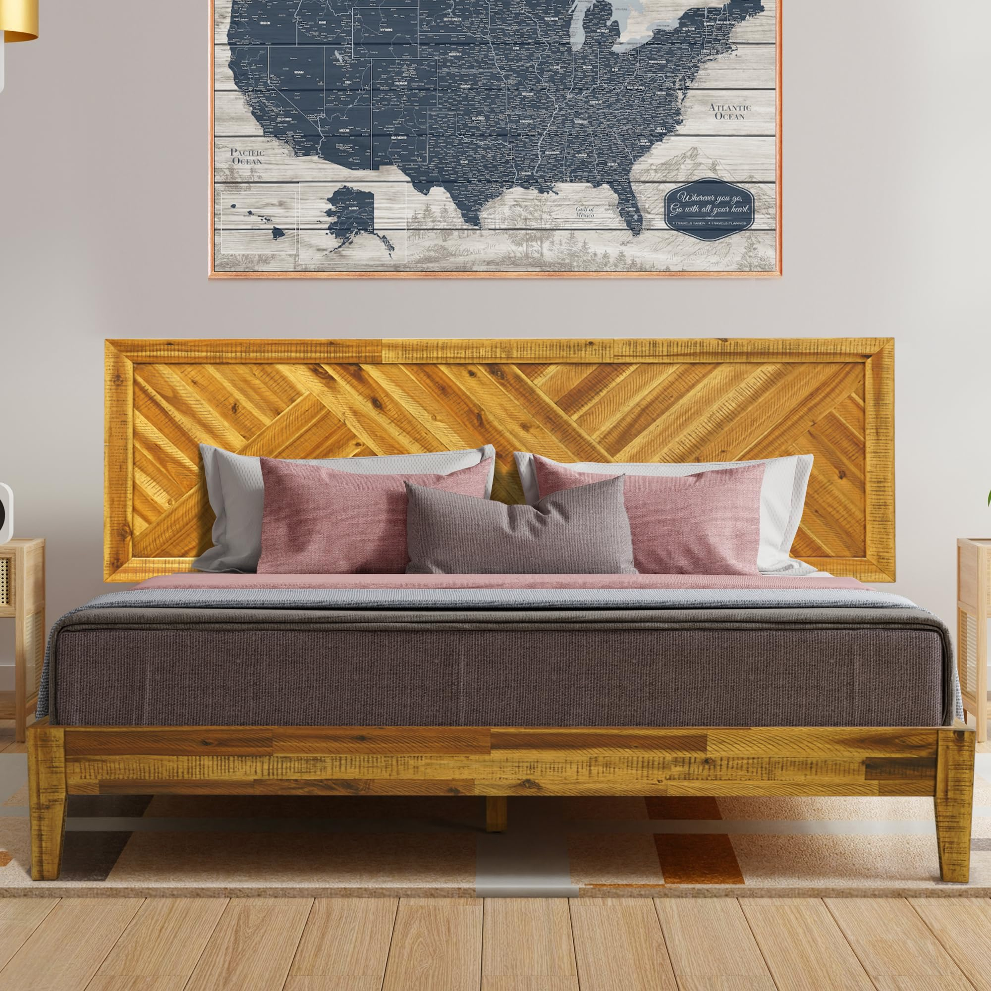 King Size Wood Bed Frame in King Solid Wood Bed Frame