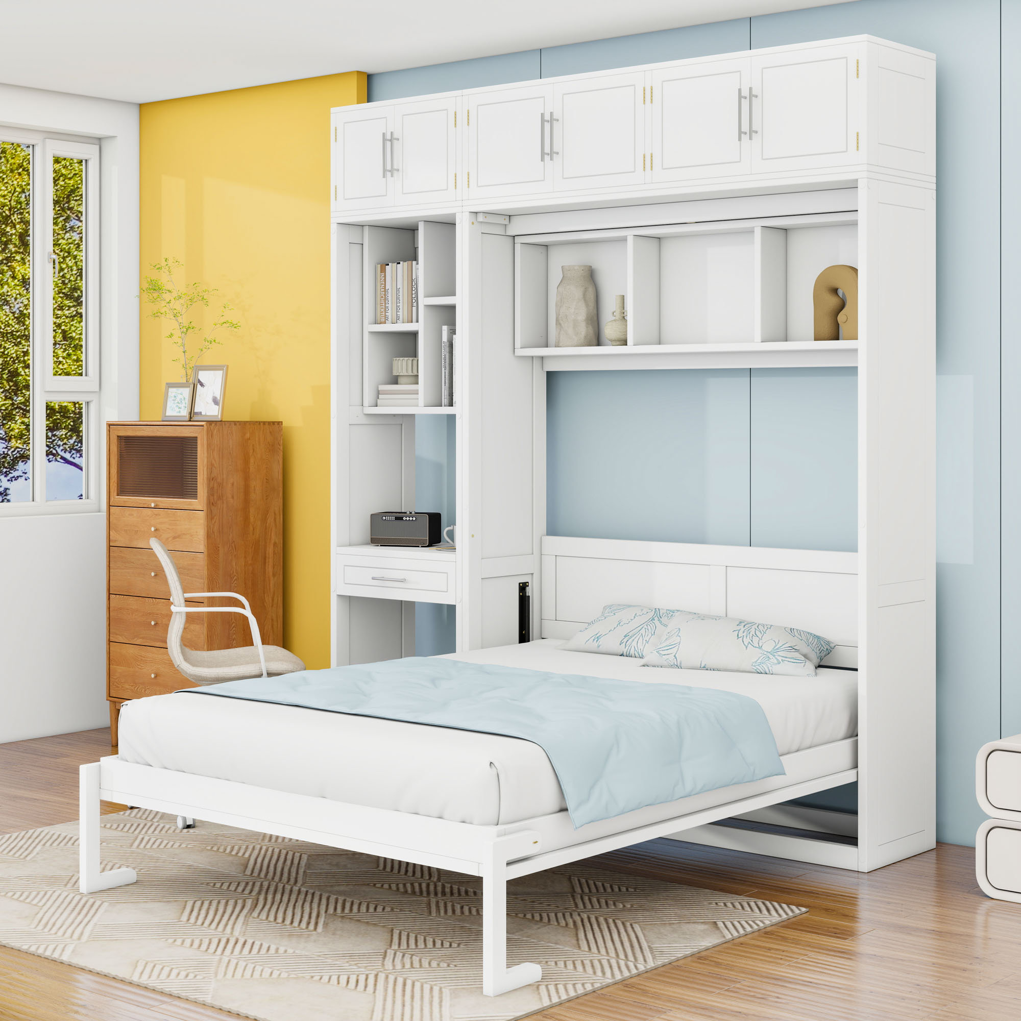 Latitude Run® Wooden Murphy Bed With Built-In-Desk And Shelves And ... in Building Your Dream Home with Smart Design Choices