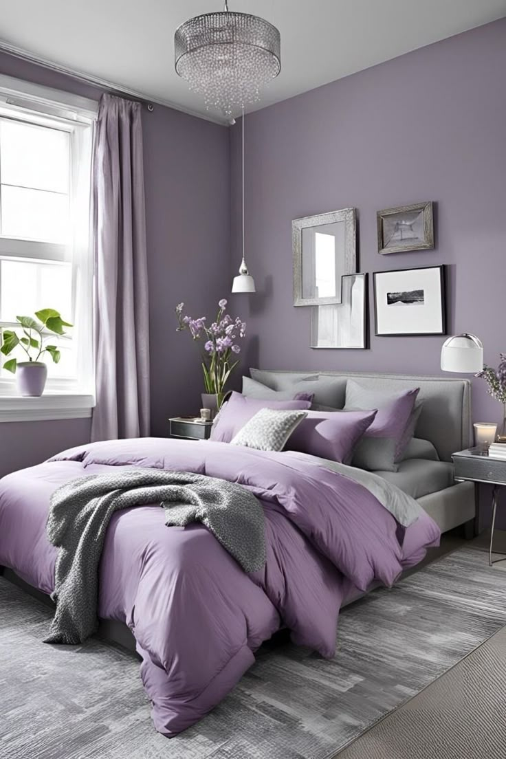 Light Purple And Grey: Modern Bedroom Decor Tips In 2024 | Slaapkamer ... intended for Understanding texture and lighting in modern purple and grey bedroom design