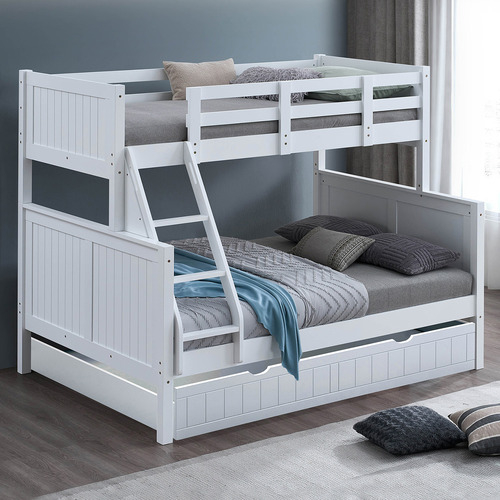 Lincoln I Single Over Double Bunk Bed With Trundle | Temple & Webster regarding Double bunk bed with trundle space-saving solution for small bedrooms