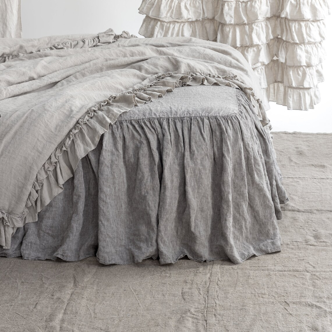 Linen Bed Skirt Dust Ruffle. Linen Bedskirt. Made By - Etsy with regard to The Complete Guide to Linen Dust Ruffle Bed Skirt Care and Maintenance
