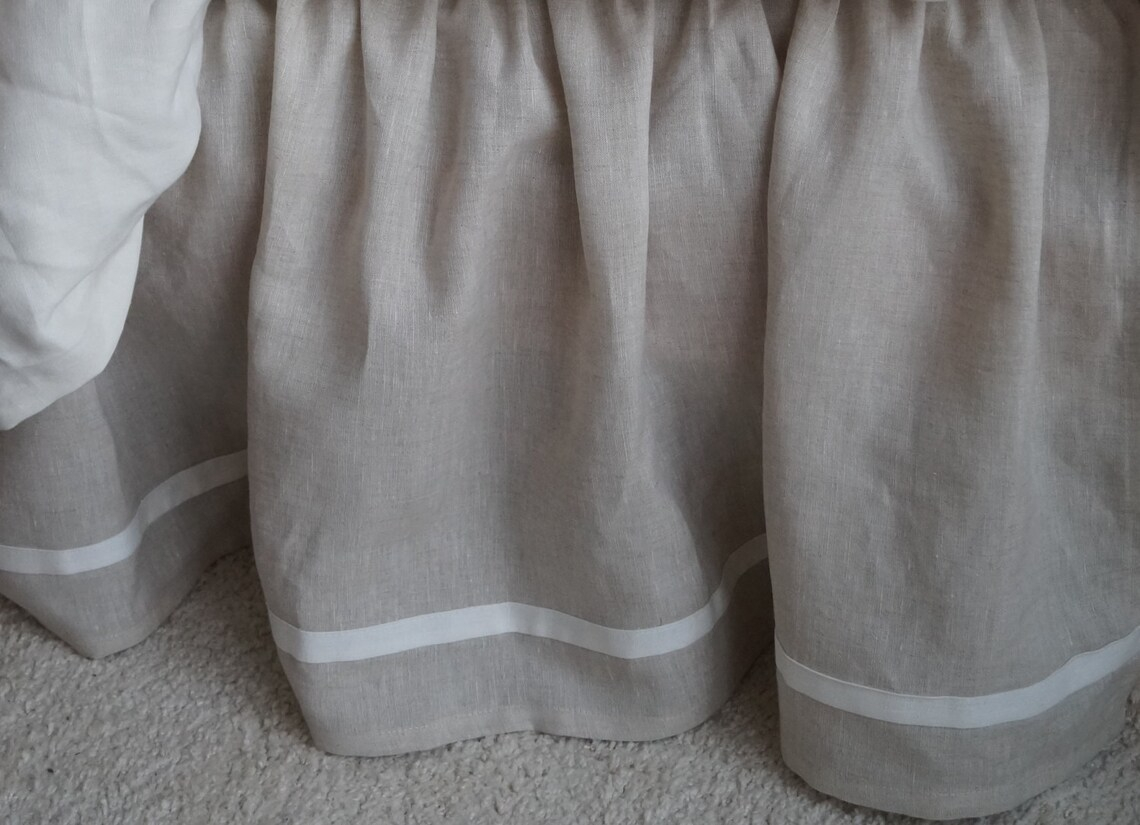 Linen Bed Skirt Dust Ruffle Ruffled Bed Skirt Linen Bedding - Etsy intended for Linen Dust Ruffle Bed Skirt