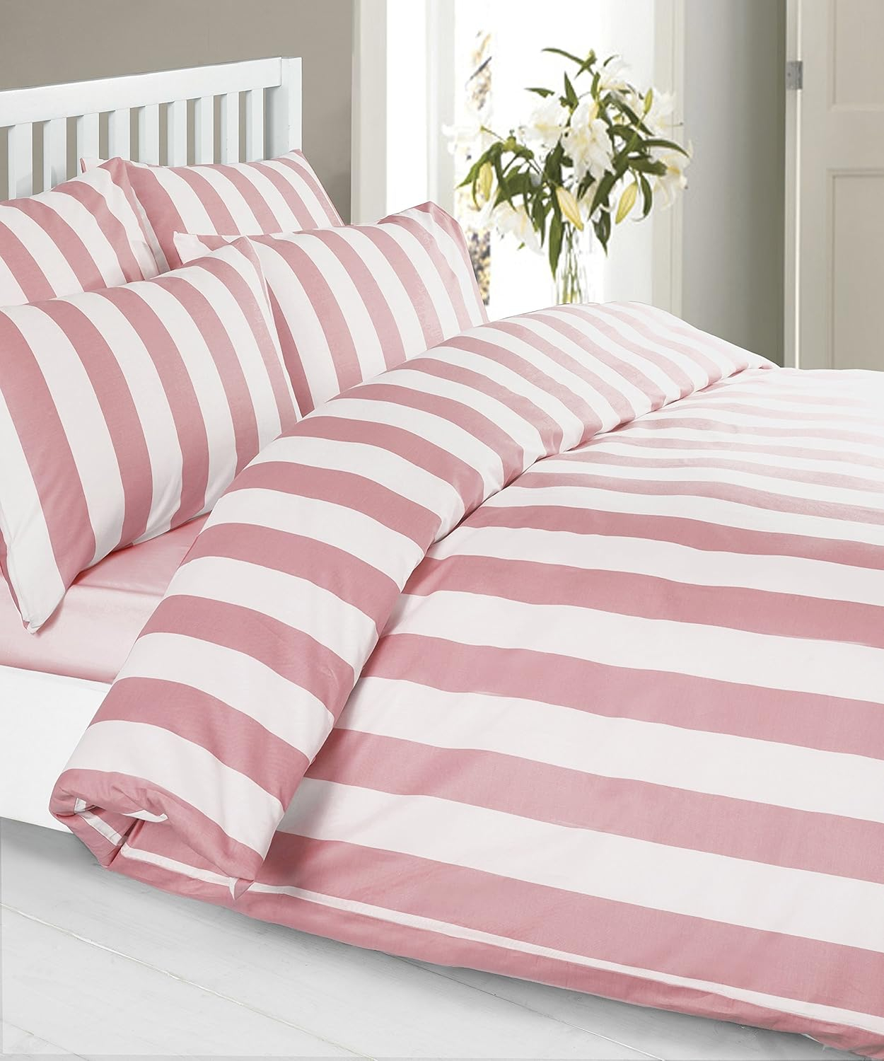 Louisiana Bedding Vertical Pink & White Stripe Striped Duvet Cover Set ... inside Creating a Relaxing Atmosphere with Pink and White Bedding