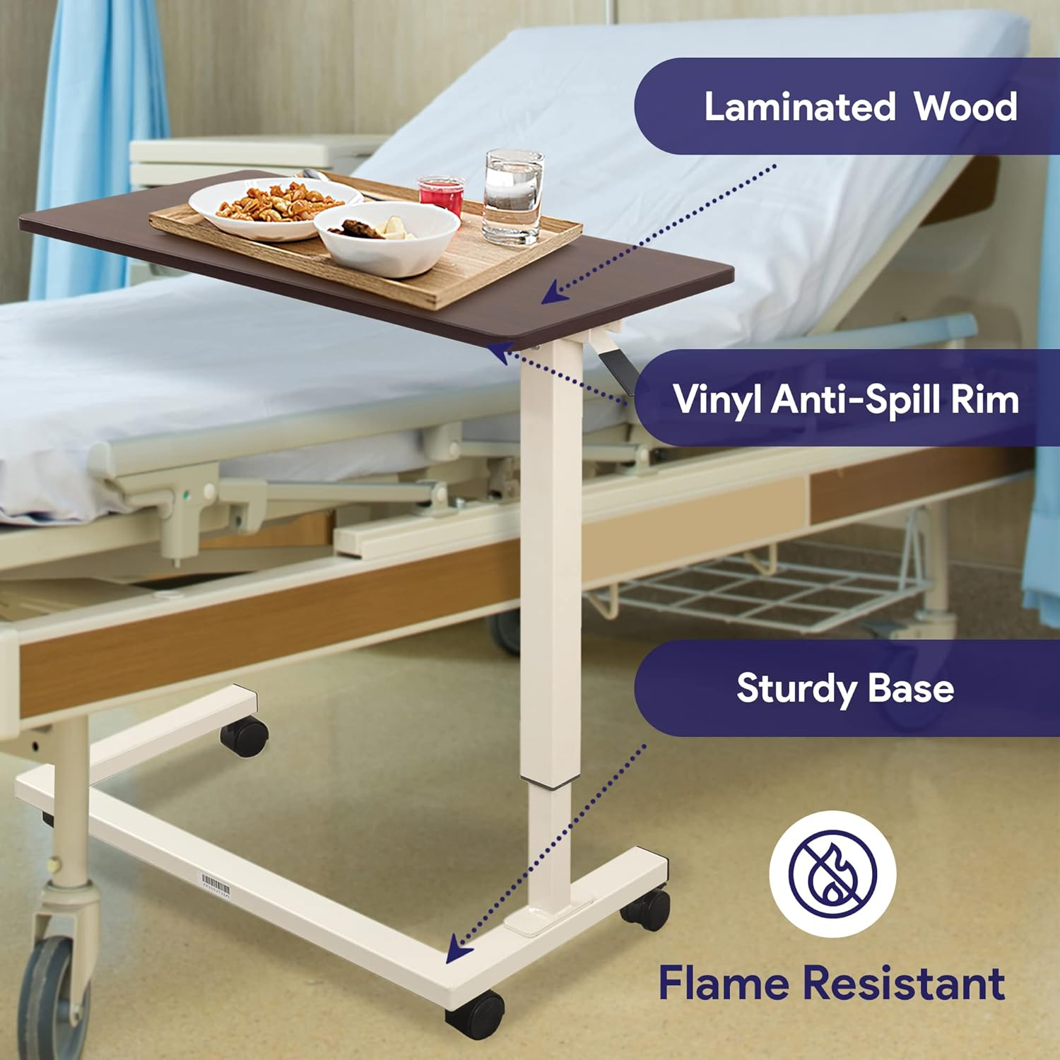 Medacure Adjustable Hospital Bed Table With Wheels - Overbed India | Ubuy inside Hospital Bed Table With Wheels
