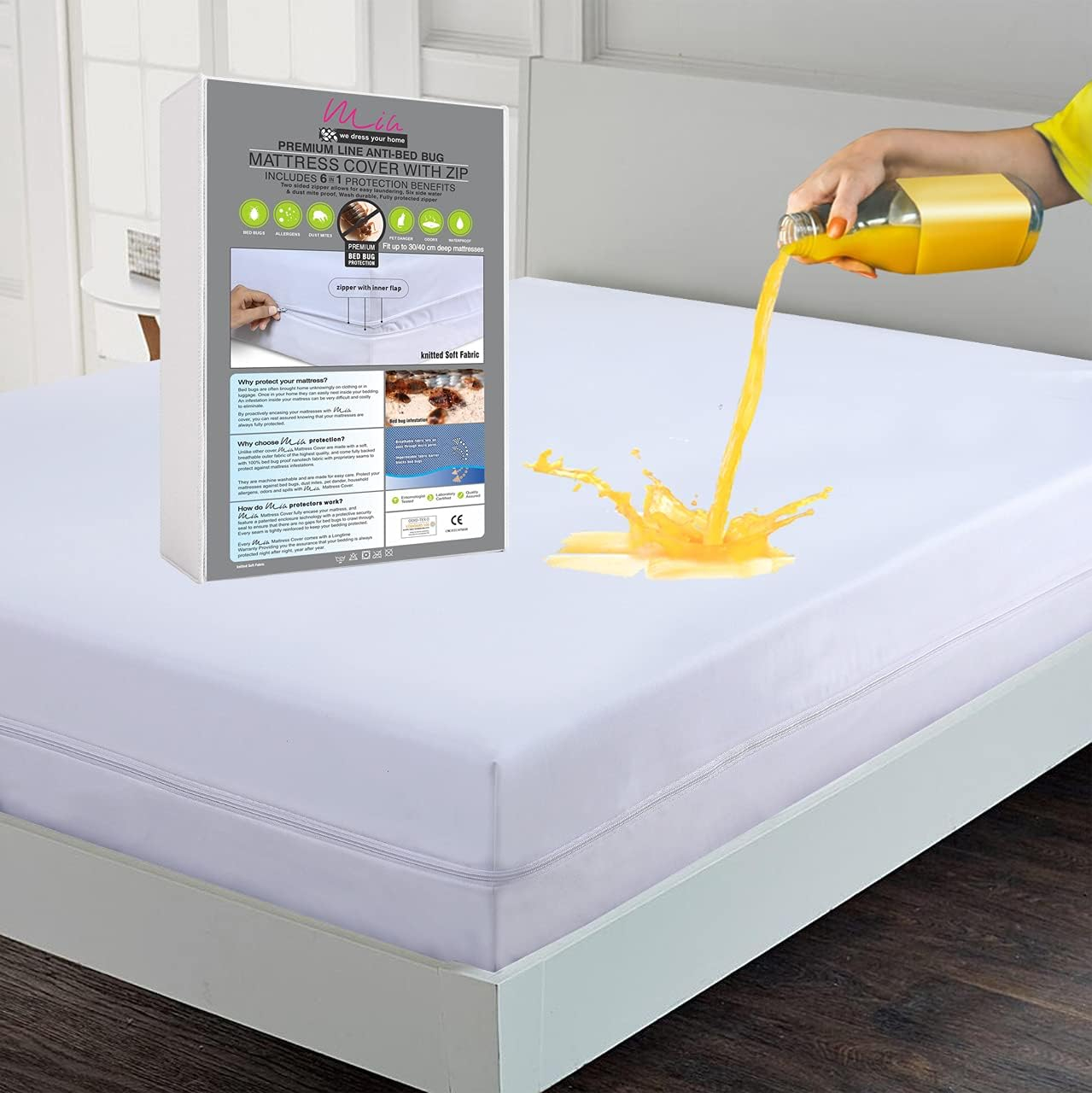 Mia Anti Bed Bug Mattress Protector, Waterproof Zippered Mattress Cover ... pertaining to Understanding bed bugs and how waterproof mattress protectors can help