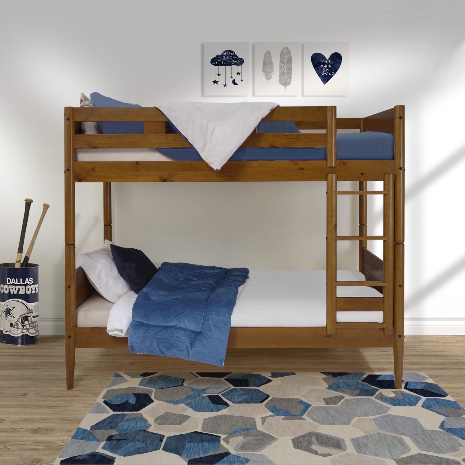 Mid Century Modern Bunk Bed Twin Over Twin - Castanho Finish - Walmart.com pertaining to Mid Century Modern Loft Bed