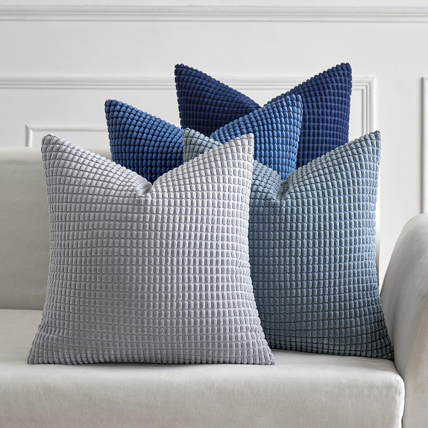 Miulee Blue Decorative Pillow Covers 20X20 Inch Set Of 4 Boho Western ... within How Blue Decorative Pillows Can Transform Your Sleep Environment