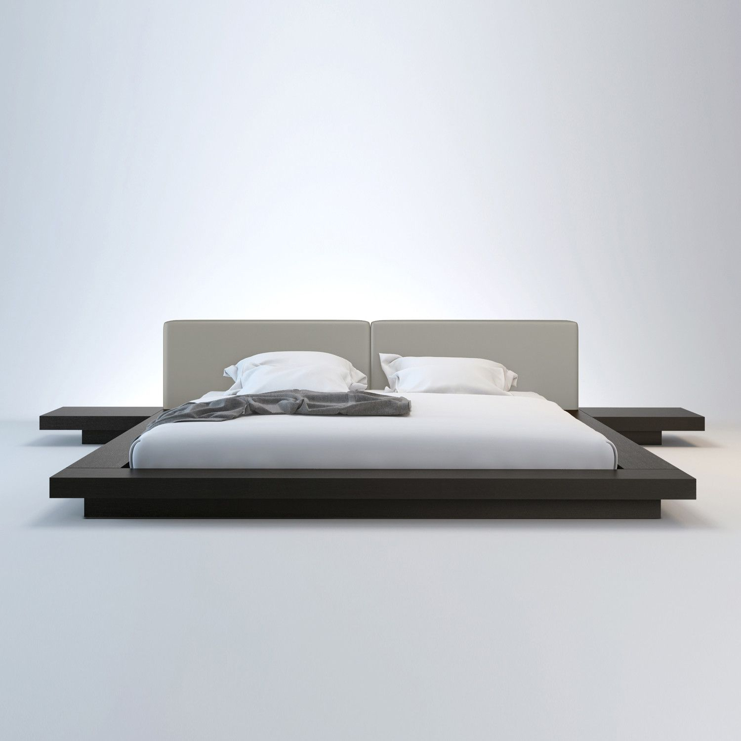 Modern Bed With Attached Nightstands - Drome1943 pertaining to Maximizing Space Efficiency with Platform Beds Featuring Integrated Nightstands