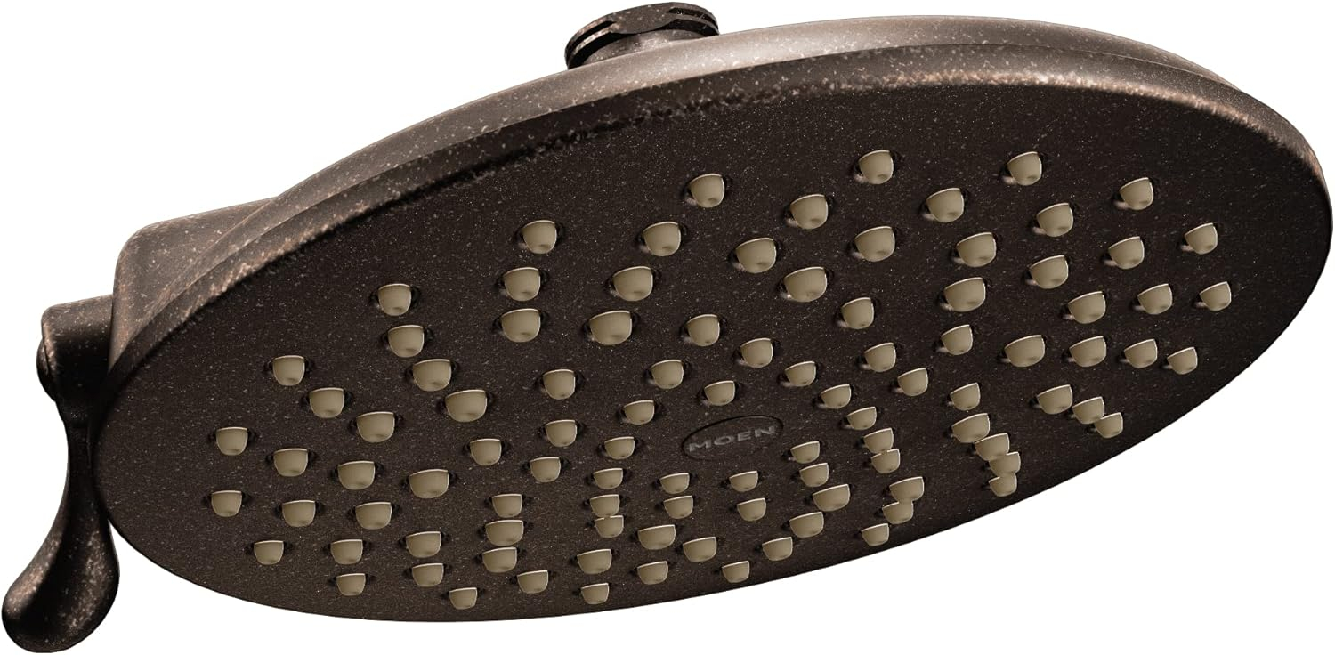Moen S6320Orb Velocity Two-Function Rain Shower Shower Head With ... throughout How oil rubbed bronze finishes age and develop character over time