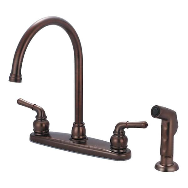 Olympia Faucets Accent 2-Handle Standard Kitchen Faucet With Sprayer In ... with regard to Kitchen Faucet Oil Rubbed Bronze