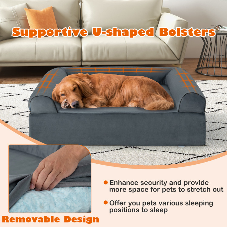 Orthopedic Dog Bed Memory Foam Pet Bed With Headrest For Large Dogs ... within The science behind why memory foam orthopedic dog beds work better than traditional beds