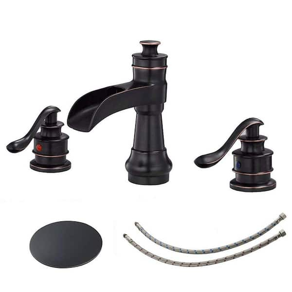 Perliria Inc Oil Rubbed Bronze Bathroom Faucet 3-Hole, 8 In. Widespread ... for How to choose the perfect oil rubbed bronze fixtures for your bathroom renovation