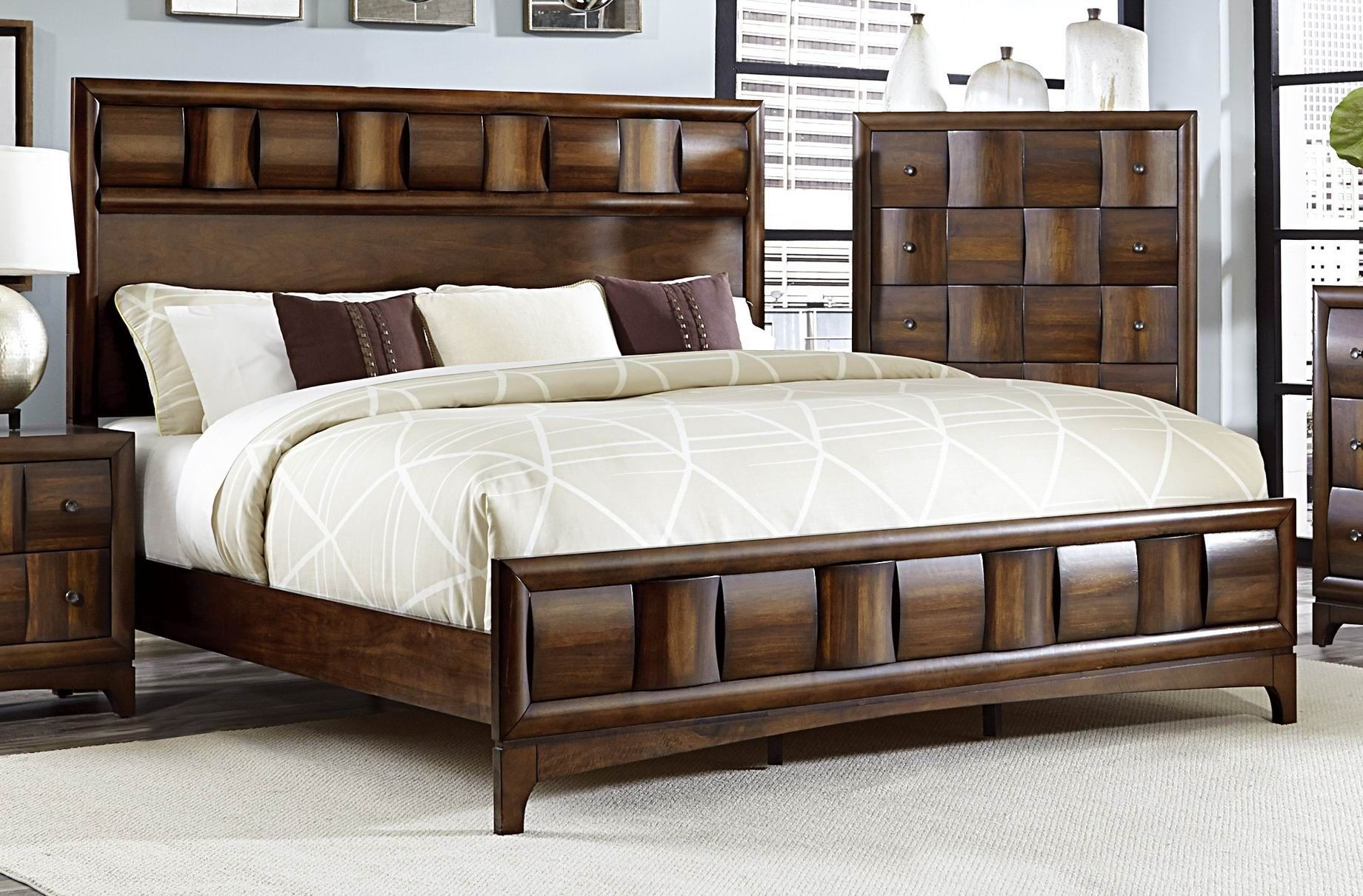 Porter Warm Walnut Cal. King Panel Bed From Homelegance (1852K-1Ck ... in California King Wooden Bed Frame With Headboard