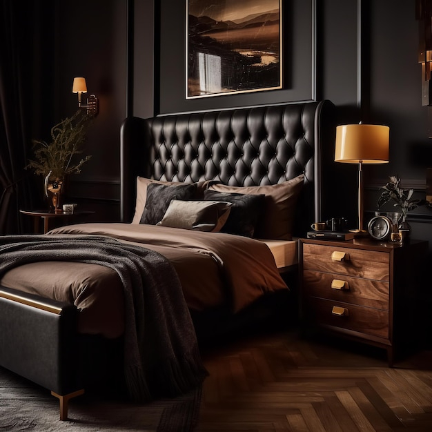Premium Ai Image | Black And Brown Bed Room Design inside Black and Brown Bed Sets That Celebrate Heritage While Embracing Modern Comfort