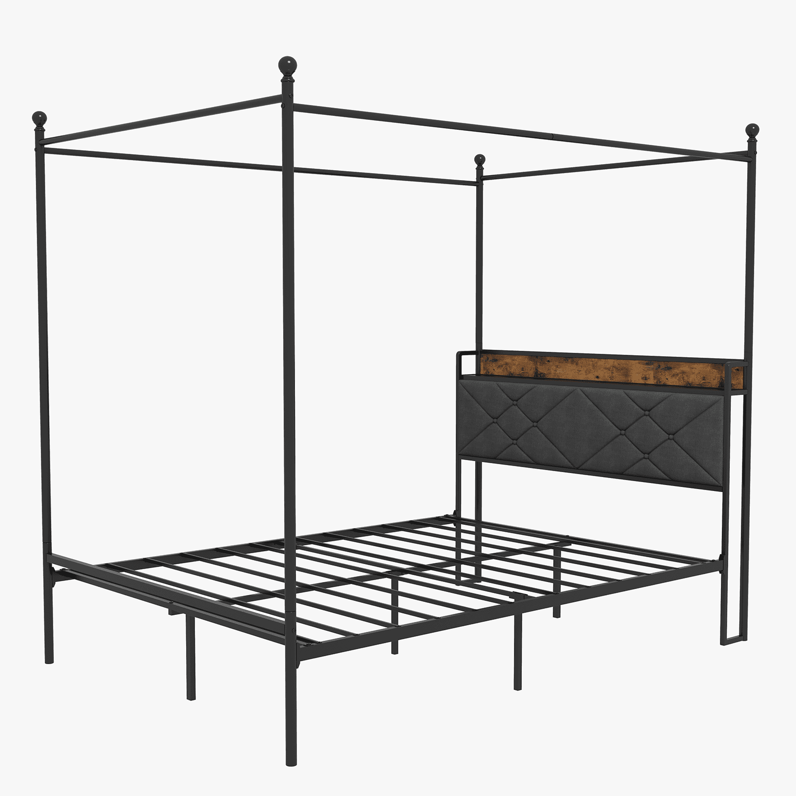 Queen Canopy Bed Frame With Charging Station,Metal Bed Frame With ... within How to choose the perfect queen canopy bed with storage