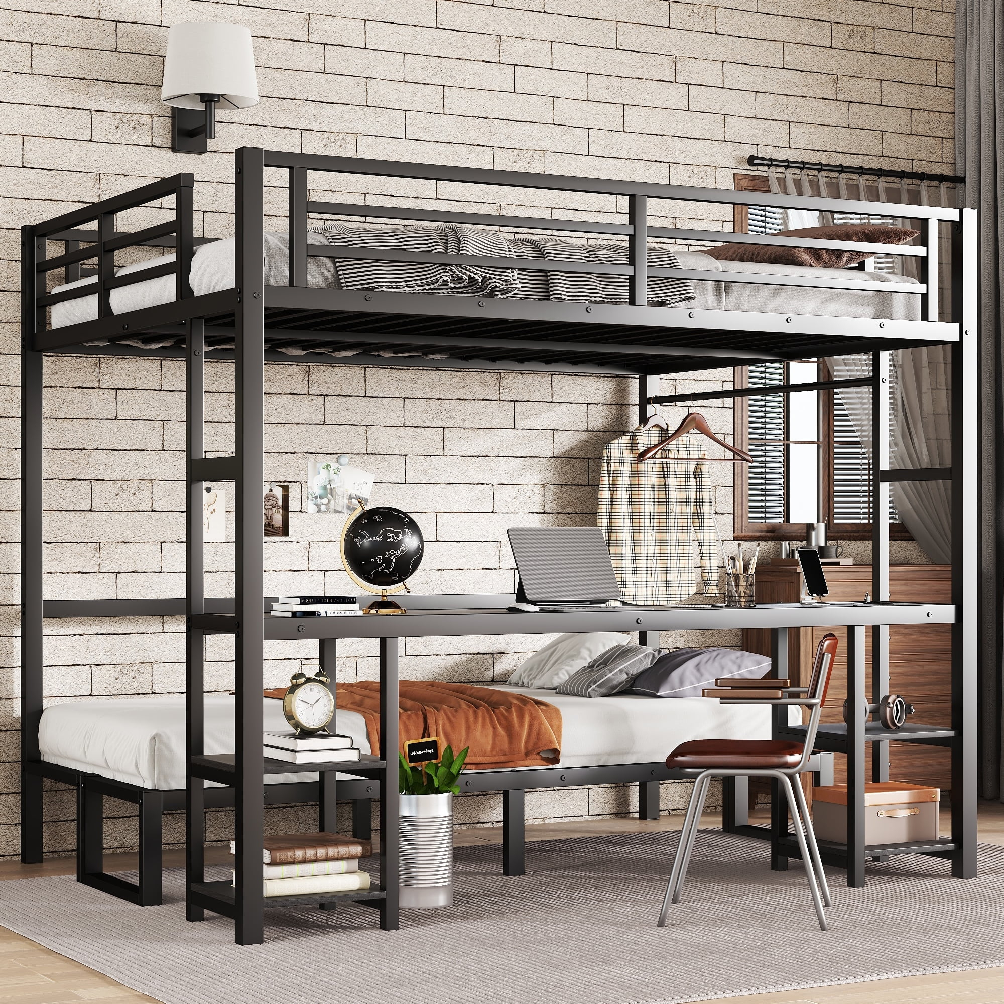 Queen Over Twin Xl Bunk Bed,Heavy Duty Loft Bed With Desk And Shelves ... with How to choose the perfect twin xl loft bed with desk for your bedroom