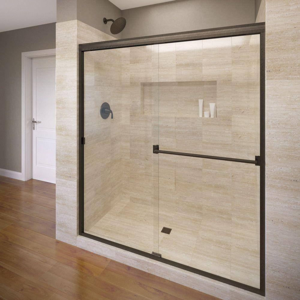 Reviews For Basco Classic 60 In. X 70 In. Semi-Frameless Sliding Shower ... within Oil Rubbed Bronze Sliding Shower Door