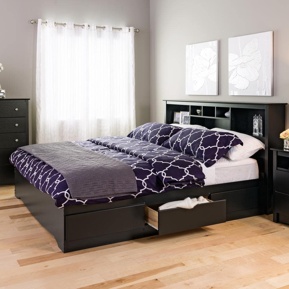 Reviews For Prepac Mate's Black Wood Minimalist Platform King Storage ... pertaining to Black King Bed Frame With Storage