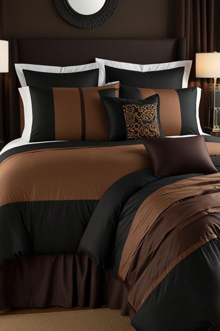 Rustic Black And Brown Bedding Ideas | Black Bedroom Decor, Black ... inside Black And Brown Bed Set