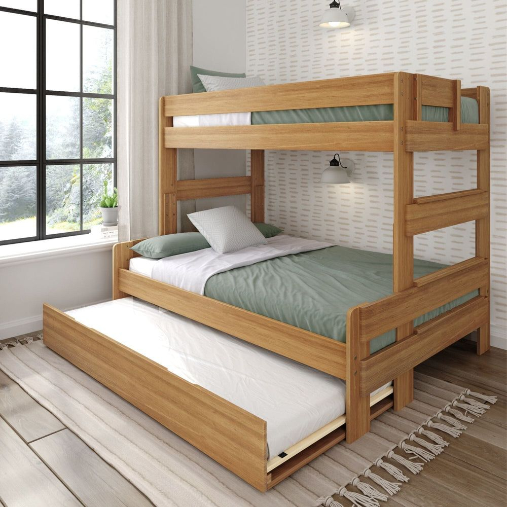 Rustic Twin Over Full Bunk Bed + Trundle | Bunk Bed Designs, Solid Wood ... pertaining to Full over queen bunk bed with trundle vs traditional beds what works best