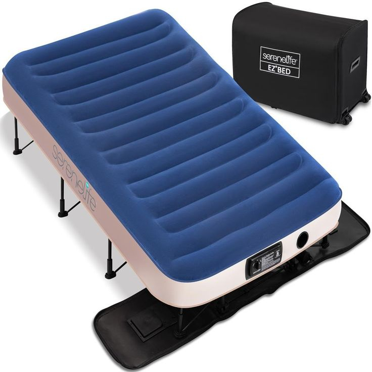 Serenelife Ez Air Mattress With Frame & Rolling Case, Foldable Self ... throughout Maximizing Space Efficiency with Inflatable Bed on Frame Designs