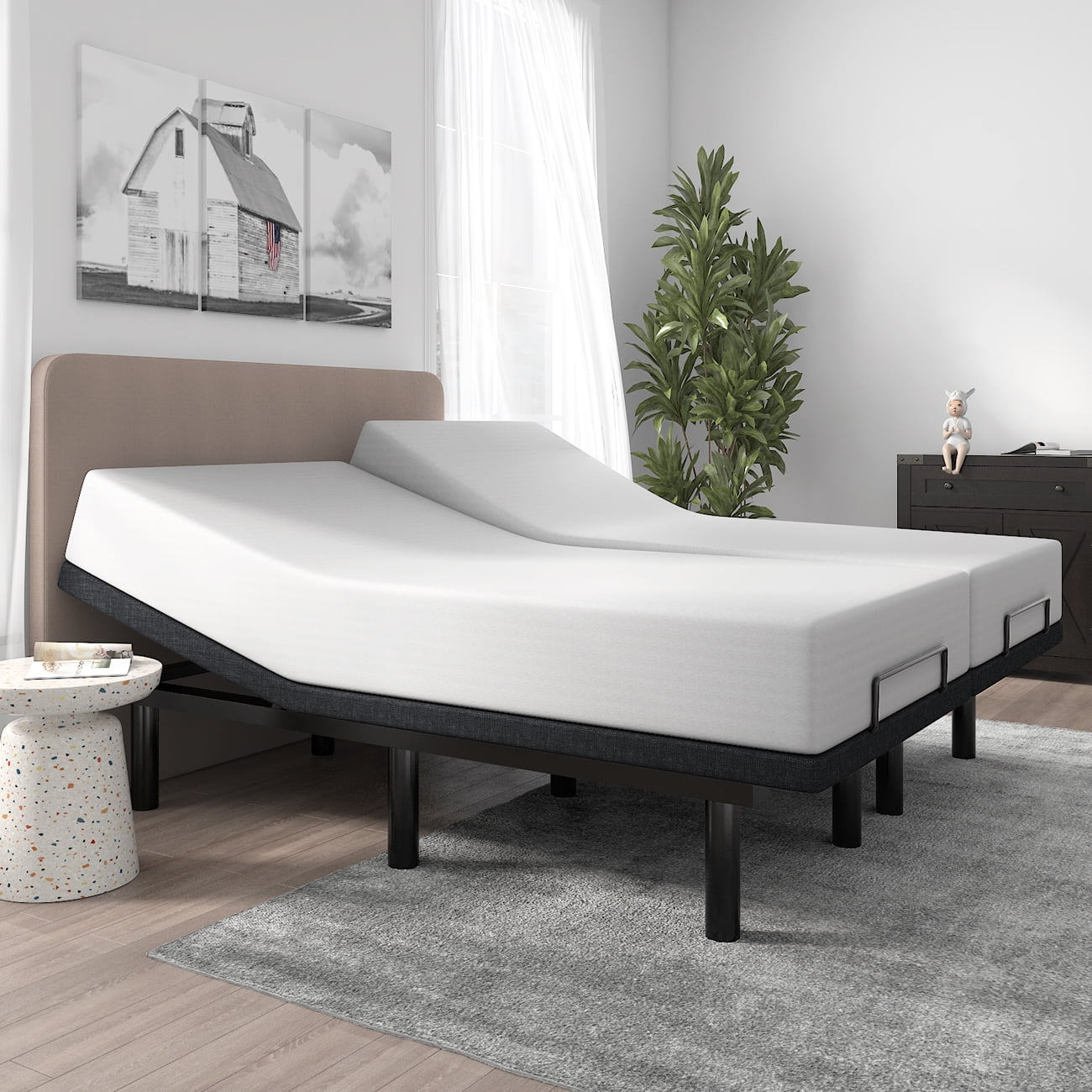 Sha Cerlin Basic Split King Size Ergonomic Adjustable Bed Base With ... intended for Understanding the Benefits of King Split Adjustable Bed Frames