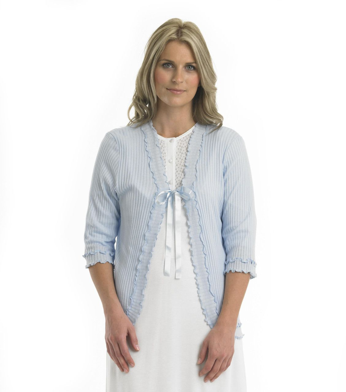 Slenderella Ladies 100% Cotton Bed Jacket With Frilled Trim & Ribbon ... pertaining to The science behind cotton bed jackets for women's comfort