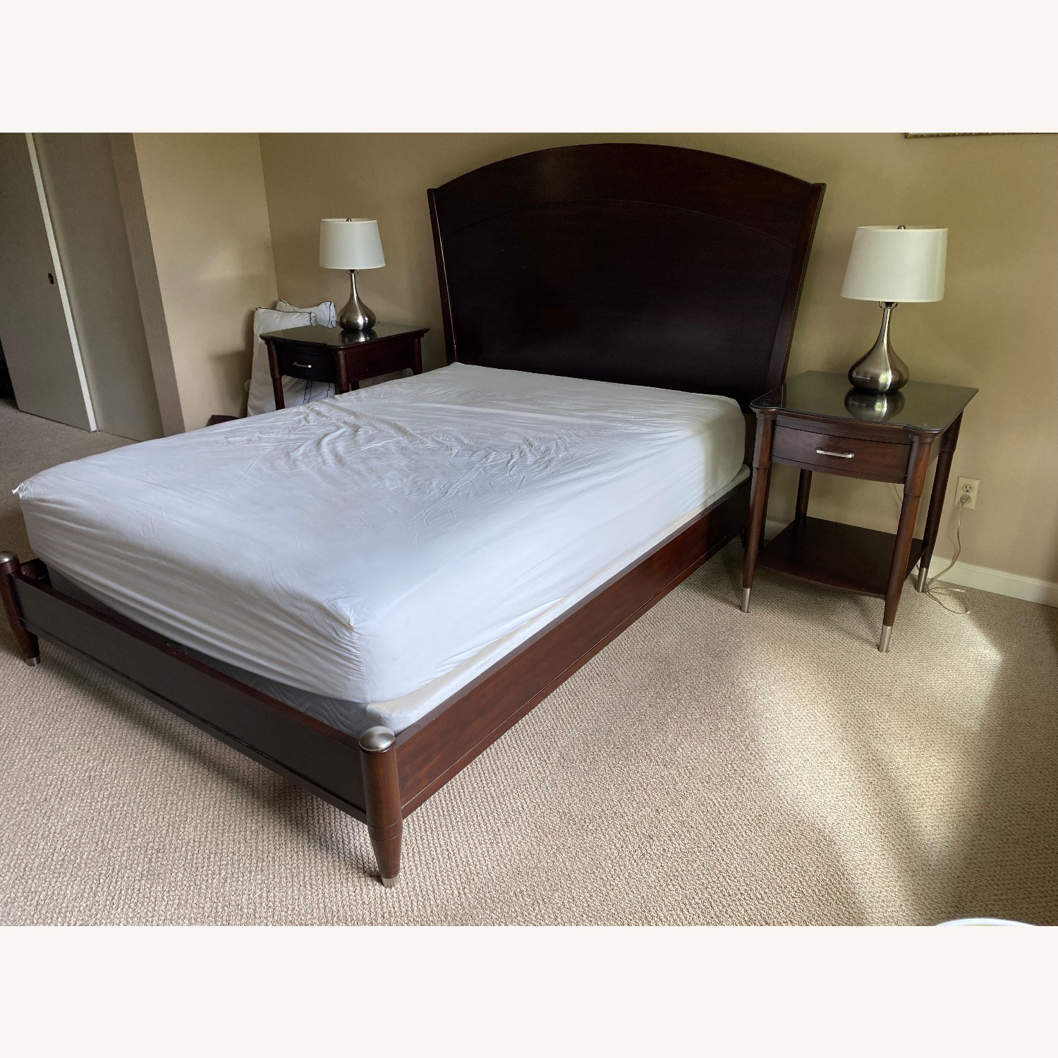 Popular styles and configurations of cherry wood bed frames featuring headboards
