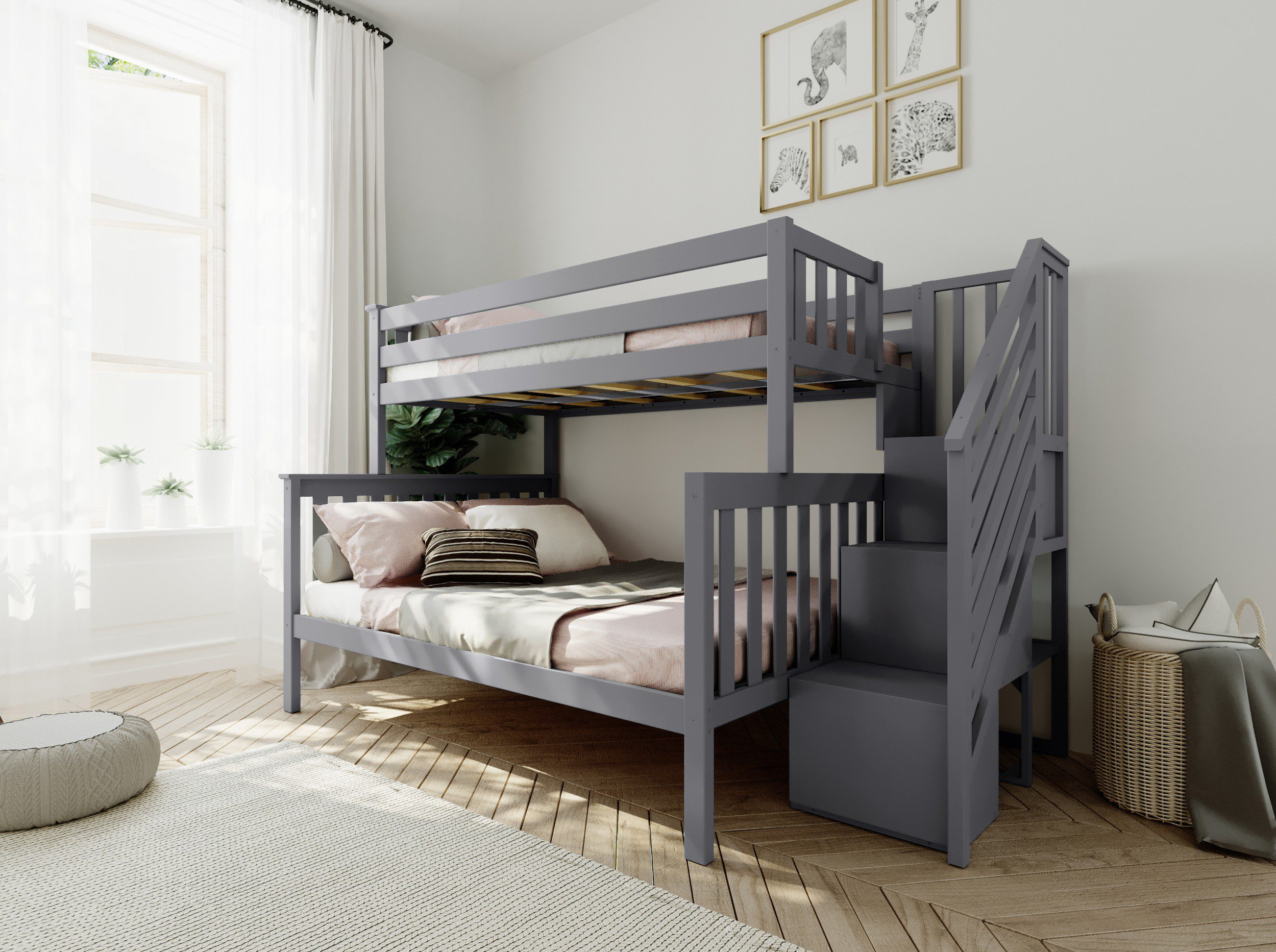 Solid Wood Twin Over Full Bunk Bed With Stairs in Creating Safe Sleeping Spaces with Twin Over Twin Bunk Beds Featuring Stair Access