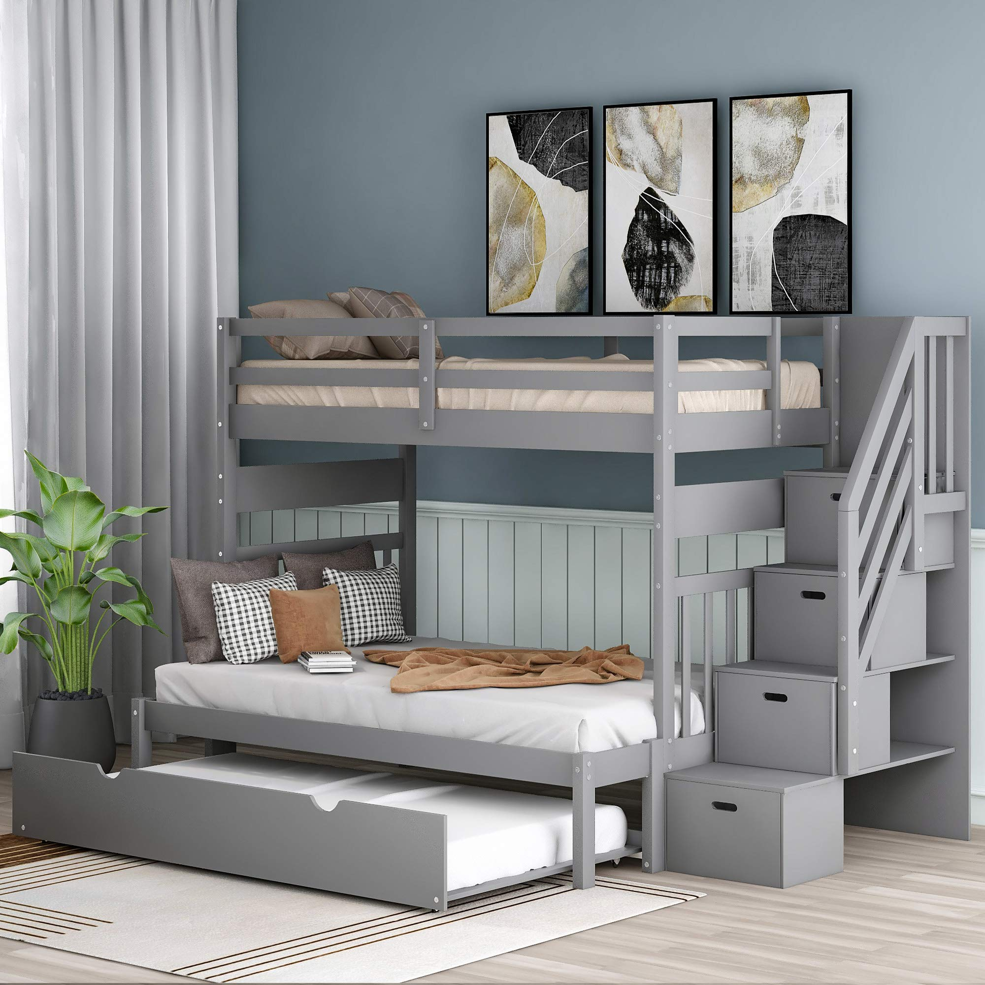 Solid Wood Twin Over Full Bunk Bed With Stairs Online inside Common Mistakes Parents Make When Setting Up Bunk Bed Stairs