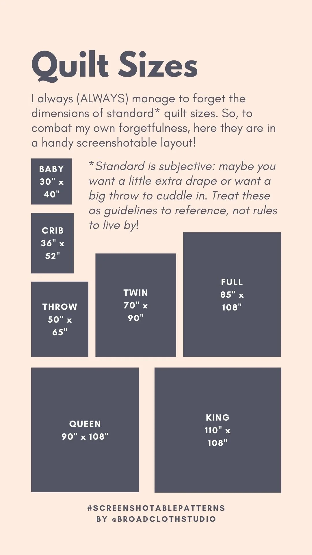 Standard Quilt Sizes And Dimensions Guide — Broadcloth Studio within Complete guide to king size bed quilt measurements and spacing
